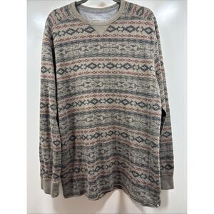 Eddie Bauer Thermal‎ Shirt Mens Large Tall Long sleeve Waffle knit Aztec Western